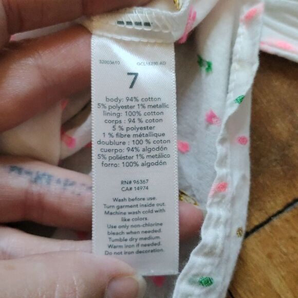 OshKosh Bgosh Shirt size 7 White Colorful Accents Blouse Cotton Back To School - Picture 4 of 6